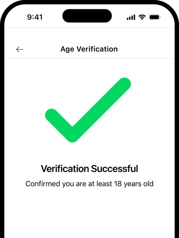 Phone showing successful age verification