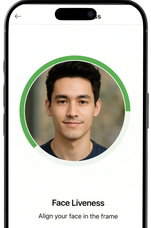 Phone showing face-liveness check
